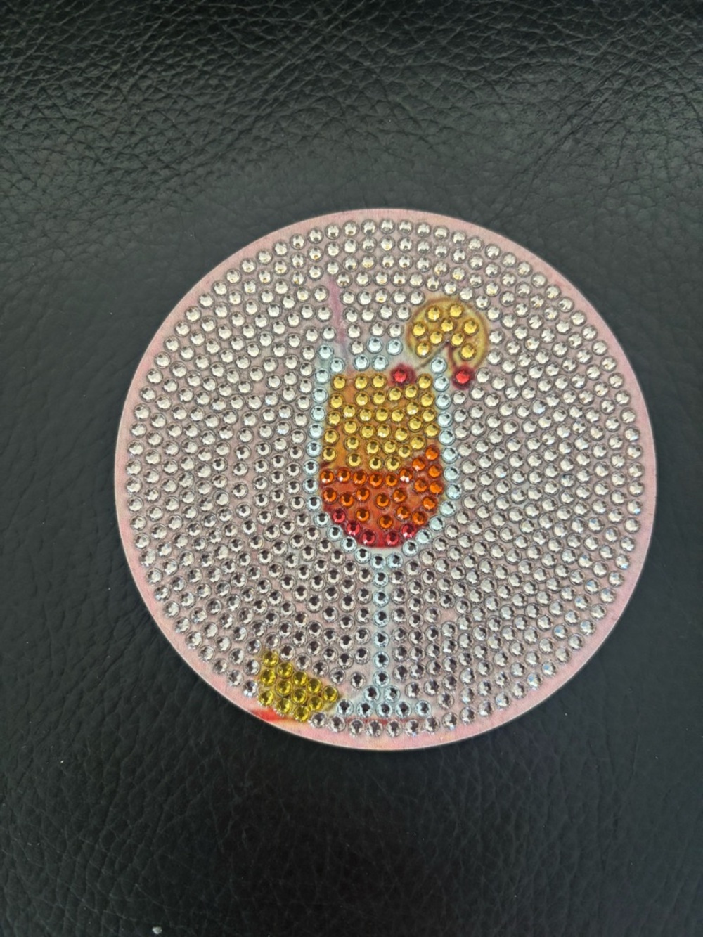 Handcrafted Rhinestone Embellished Wooden Coaster Set  (sealed) - Picture 4 of 7